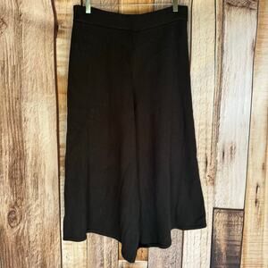 Roucha Cropped Pants Carmi Culottes Wide Leg Knit Pants Large Short Cotton Black